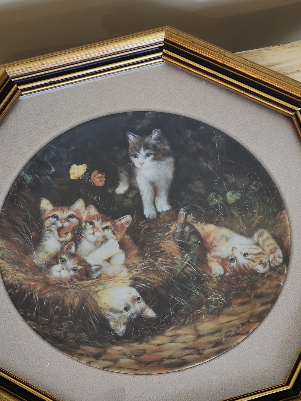 Vintage 1991 Seltmann Weiden Framed Cat Collector Plate Cottagecore Wall Decor - Picture 4 of 11